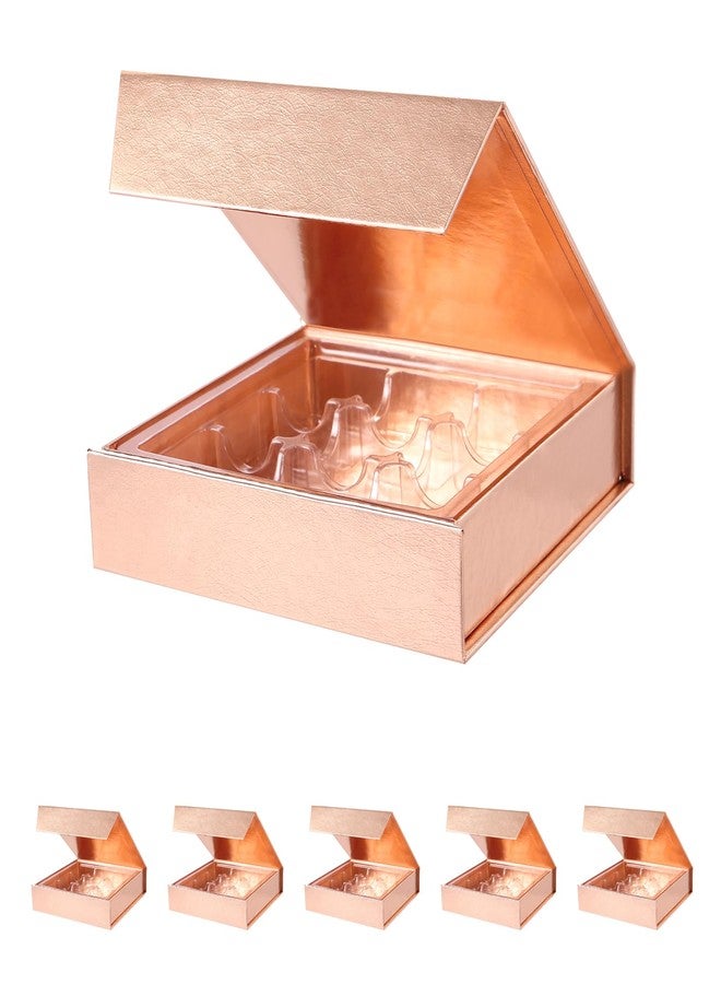 BAKIPACK Rose Gold Truffle Gift Boxes Set of 6 with 9-Piece Plastic Tray, Magnetic Closure, 5.7" x 5.7" x 1.3" for Chocolate, Candy, Formal Events, Special Occasions - Image 1